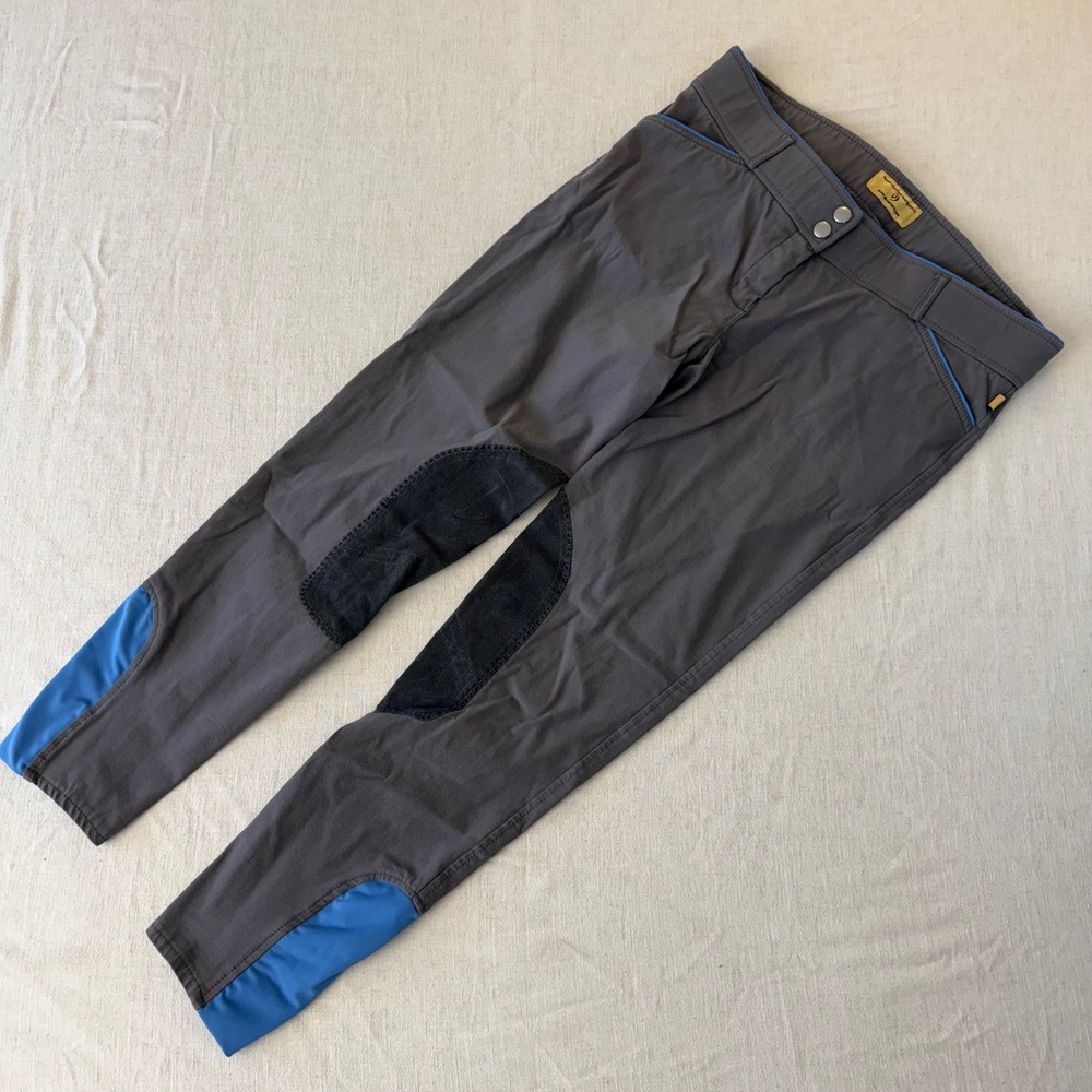 Devon-Aire Womens Riding Breeches Gray Blue Equestrian Pants Size 30‎ knee patch